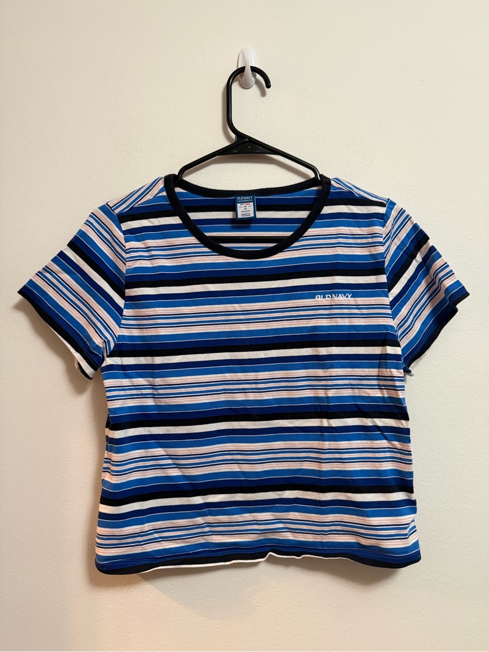 Old Navy Blue, White‎ & Black Striped Crewneck Tee